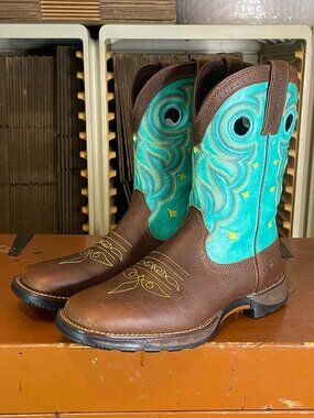 DURANGO Men's 8.5 M Maverick 10 Inch Waterproof Teal Square Toe Work Boots